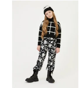 MONNALISA Kids Windowed Knitted Sweater Black White Fur Check Embroidered NWT - Picture 1 of 2