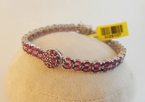 D'Joy Rhodolith Granat Sterling Silber Tennisarmband - Bild 1 von 14