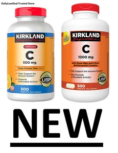 Kirkland Signature Vitamin C 1000mg or 500mg Chewables, 500 Tablets New FRESH - Picture 1 of 3