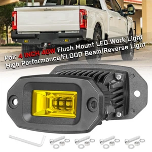 4" 20W 3000k Flush Mount LED Pods Driving Fog Light Cube Flood UTV Bumper 4WD 5" - Picture 1 of 31