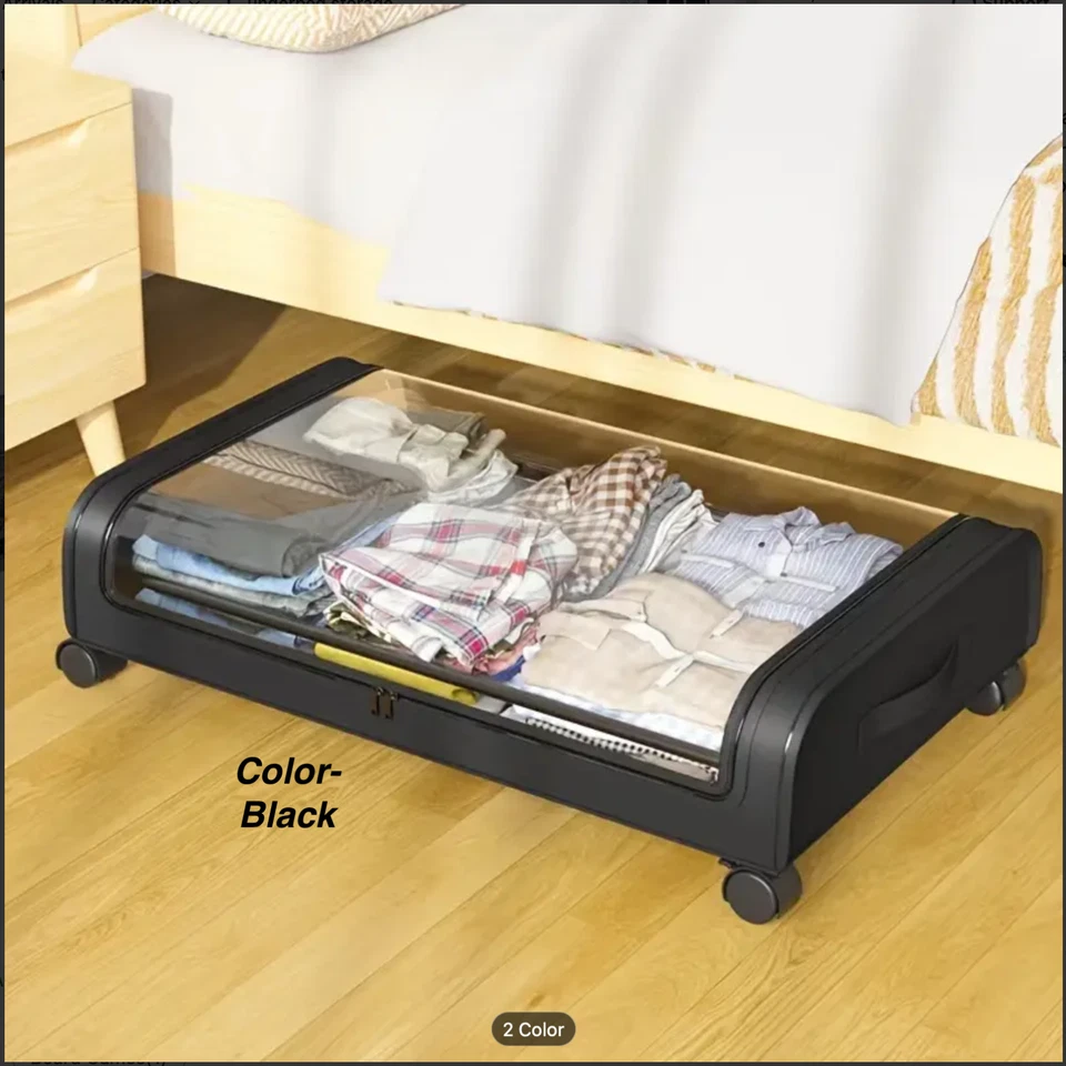 Large Organizer Under Bed Storage Container with Wheels Clothes Drawer Roling UK - Image 1 of 4