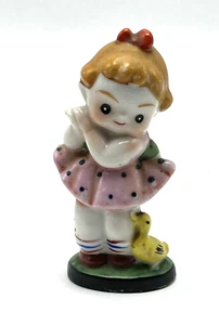 Vintage Occupied Japan Porcelain Cute Girl With Duck Figurine 4" Tall - Picture 1 of 7