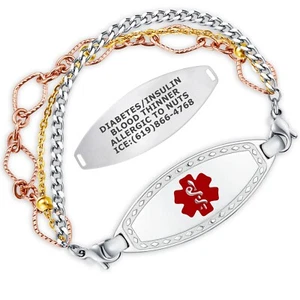 Divoti Diamond Border and Trinity Medical ID Bracelet - Durable & Stylish - Picture 1 of 14