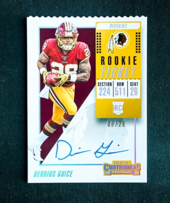 2018 Panini Contenders - Derrius Guice - Rookie Ticket Stub Auto SSP /29 - Image 1 of 2