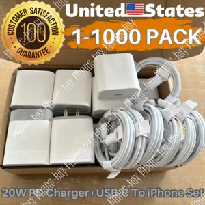 1-1000 Lot 20W USB-C Power Adapter Block PD Fast Charger For iPhone 14 13 12 11 - Picture 1 of 16