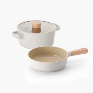 NEOFLAM FIKA Mini Cookware Set, Nonstick Ceramic Coating Pot with Lid & Wok Pan - Picture 1 of 14