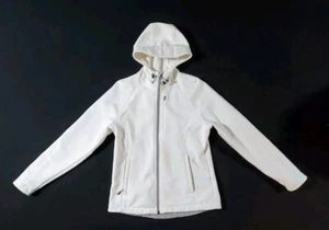Kirkland Signature Ivory Hooded Full Zip Up Jacket Women's Size M Wind Water Res - Picture 1 of 18