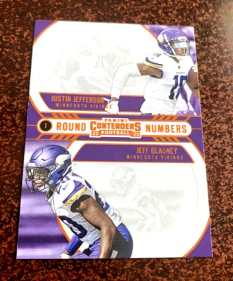 2020 Contenders Justin Jefferson Gladney Round Numbers RC " ORANGE " SP VIKINGS - Image 1 of 2