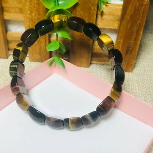 1PCS New 9mm Natural Multicolor tiger eye Stone square Beads fit Yoga bracelet - Picture 1 of 12