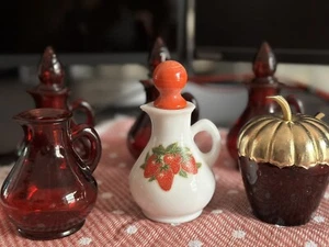 Avon Tarros de Fresa Cruet Botella Vidrio Mermelada Rubí Perfume Figura LOTE VINTAGE - Imagen 1 de 8