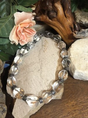 25. Collar de cuentas de cuarzo de cristal de roca blanco transparente de ley 925 15", 155,9 g Foto 1 de 4