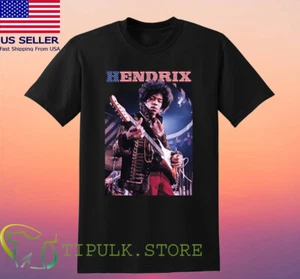 Jimi Hendrix American Flag Guitar Men's Black Size S-5XL - Picture 1 of 1