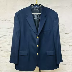 Brooks Brothers Mens Navy Blue 346 Fit Wool Three Button Blazer Coat 46 R - Picture 1 of 9
