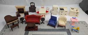 Lote de muebles para casa de muñecas Renwal cocina salón piano - Imagen 1 de 16