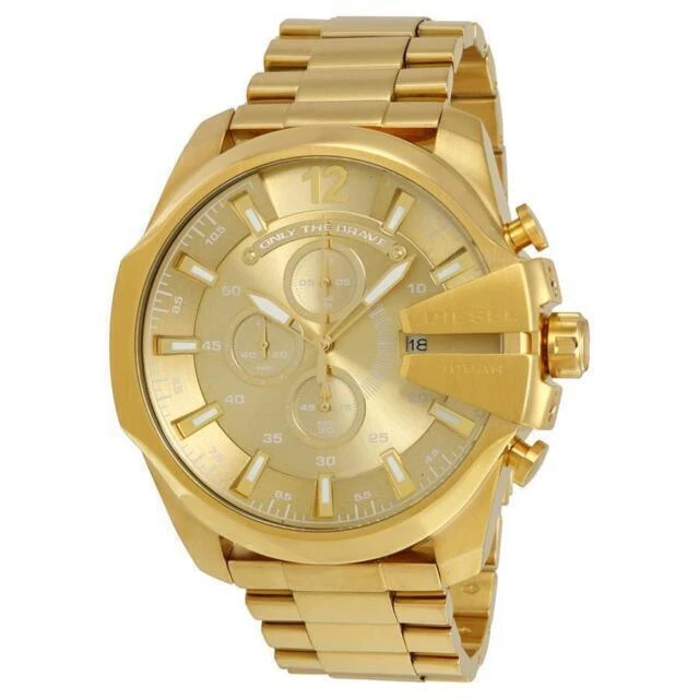 Diesel Mega Chief DZ4360 51 mm Gold Stainless Steel Case and Bracelet with Gold Dial Men's Wristwatch