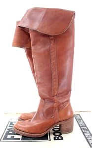 VTG Women's 70s Brown Leather Frye Boots 1970s Sz 5 B Fold Over Top Original Box - Picture 1 of 16