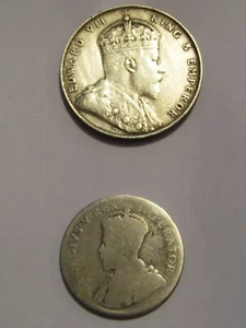 1908 EDWARD VII STRAITS SIEDLUNGEN SILBER DOLLAR + 1920er GEORGE V. S.A. FLORIN - Bild 1 von 8