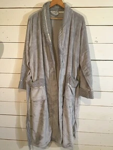 New Pavilia Premium Fleece Robe w/ Satin Trim | Luxurious Super Soft Gray S/M - Picture 1 of 11