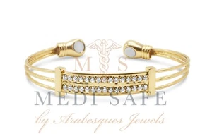 LADIES MAGNETIC GOLD COPPER CRYSTAL BANGLE/BRACELET/ARTHRITIS/HEAL PAIN RELIEF - Picture 1 of 2