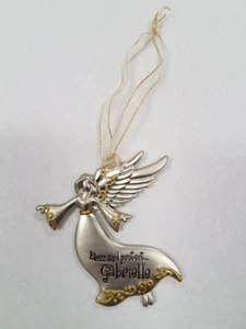 Spoontiques Pewter Angel Ornament - Imprinted  "Bless and Protect Gabrielle"  - Picture 1 of 1