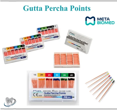 Dental GUTTA PERCHA POINTS # 10 15 20 35 40 55 60 45/80 Fine Medium Fine 120/Pk - Image 1 of 4