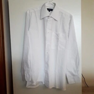 LAWRENCE camicia bianca maniche lunghe uomo taglia 39 (M) cotone tasca taschino - Foto 1 di 19
