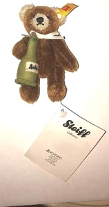 STEIFF Bear Mini Teddy with Champagne Bottle 028908 Brown Mohair 2015 NEW MIP - Bild 1 von 8