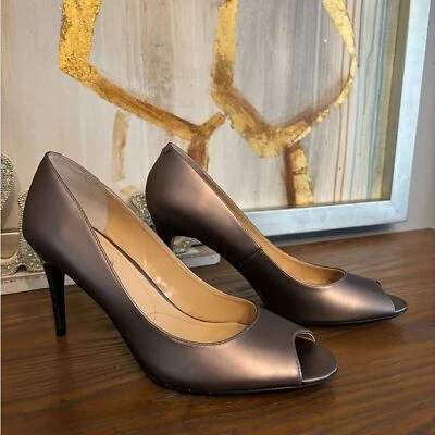 NWOT J.Renee Metallic Silver Pink Undertone Peep Toe Animal Print Heels-size 11 - Image 1 of 4