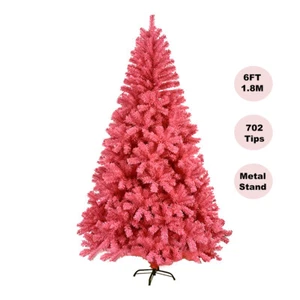 6FT 1.8M Pink Christmas Tree Xmas Decoration 702 PVC Tips Metal Stand 1000Tips - Picture 1 of 6