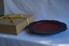 Beautiful Lacquered wooden flower-shaped tray with Wooden Box from JAPAN  FedEx
