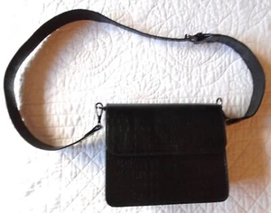 Hvisk Black Mock Croc Vegan Leather Small crossbody Bag "Cayman Trace" - Picture 1 of 7