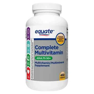Suplemento multivitamínico/multimineral completo Equate, adultos 50+, 450 Co - Imagem 1 de 4