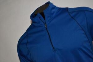 40850-a Asics Gym Shirt Pullover Blue Polyester Size Large Adult Mens