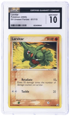 2005 Pokemon Ex Unseen Forces Larvitar #61 CGC 10 - Image 1 of 2