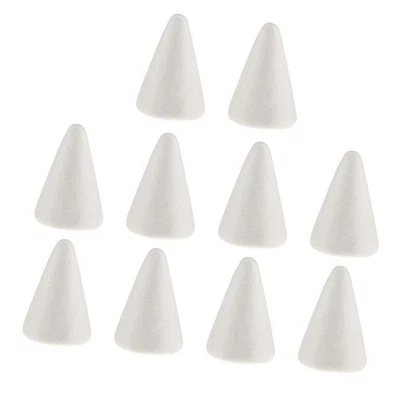 10pcs 7cm Cone Modelling Polystyrene Styrofoam Ornaments DIY Crafts White - Image 1 of 4