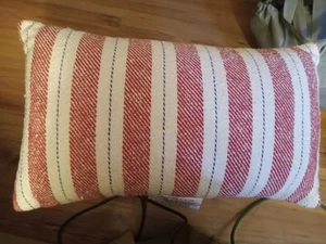 Oversize Garn gefärbt Americana gestreift Noppen Lendenwirbel Kissen rot/elfenbein -... - Bild 1 von 5