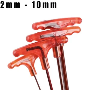 T-Handle Metric Hex Allen Keys Wrench Flat End Head 2mm To 10mm Alloy Steel - Picture 1 of 5
