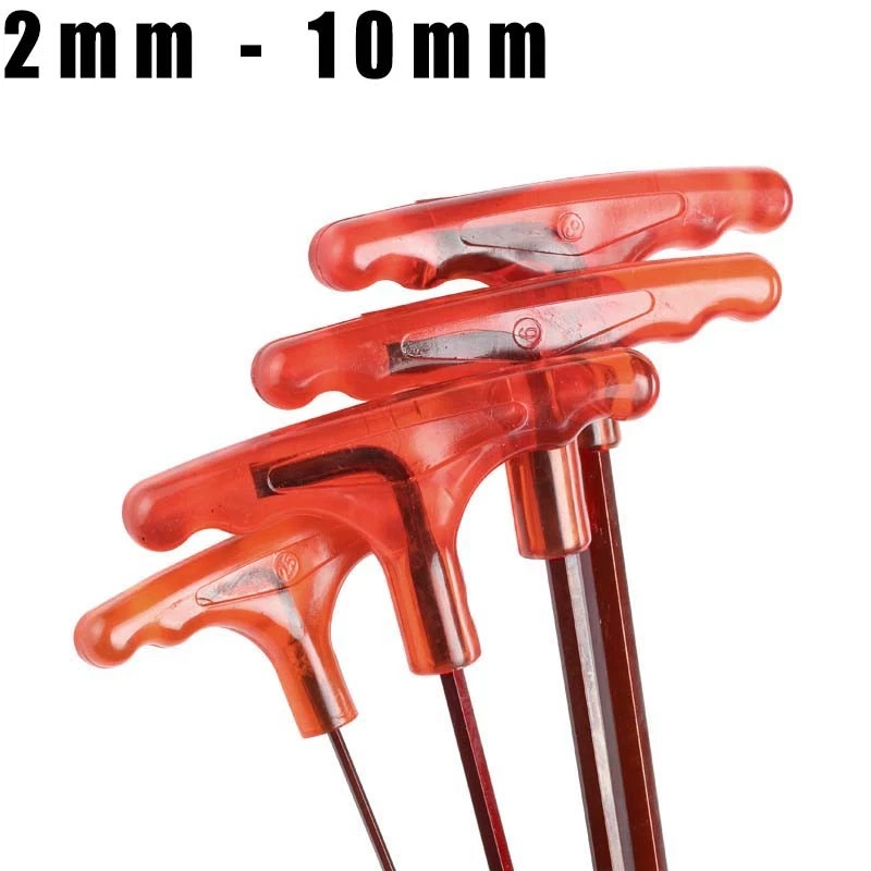 T-Handle Metric Hex Allen Keys Wrench Flat End Head 2mm To 10mm Alloy Steel - Image 1 of 4