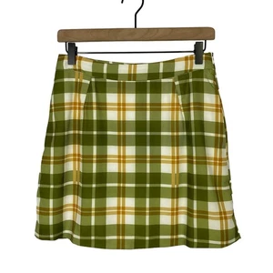 Nasty Gal Sz 6 NWT Olive Green & Golden Yellow Plaid Check High Waist Mini Skirt - Picture 1 of 6