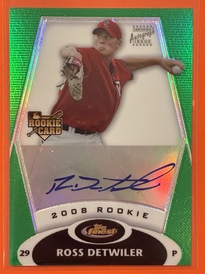 2008 Topps Finest Ross Detwiler Rookie Auto Green Refractor /199 RC #164 - Image 1 of 2