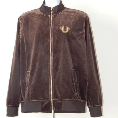 Новый с Ярлыками True Religion бархата украшенный Track куртка молнии коричневый золото мужчин XXXL - Изображение 1 из 4