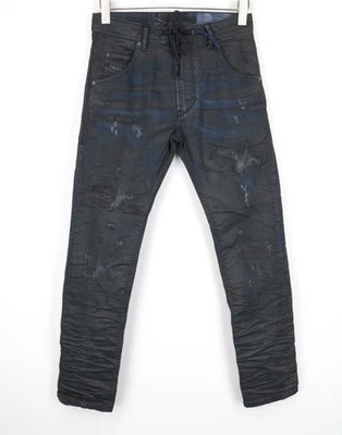 DIESEL Krooley CB-NE 0680B Jeans MENS W26 Bleu Enduit Slim Sweat Carotte - Photo 1/4