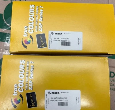 Zebra 800077-701 Black 2 x 2500 IX Series Card Printer Ribbon ZXP Series 7 - Image 1 of 3