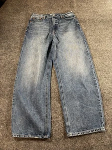 Pistola Damen Wes Barrel Jeans 30 Gaze Blue Denim Baumwolle Indigo Raw Wide Leg - Bild 1 von 8