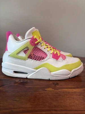 Jordan 4 Retro White GS Lemon Pink Venom Youth Size 5Y Shoe CV7808-100 Sneaker - Image 1 of 4