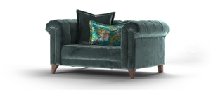 Sofology Midsummer Day Teal Mix Velvet Loveseat Armchair RRP £1119 - Picture 1 of 7