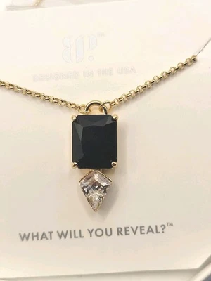 Bomb Party Necklace NK12364 Everybody Loves You - Black Onyx Cubic Zirconia Gold - Image 1 of 3