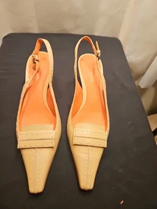ANN TAYLOR donna PELLE beige combo taglia 7 US punta a punta - Foto 1 di 11