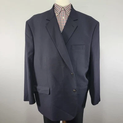 Oak Hill Men's Sport Coat Blazer Bronze Two Button Deep Navy Polyester Blend 58R - Image 1 of 4