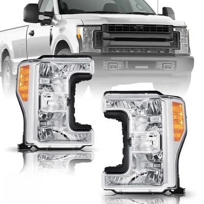 Pair For 2017 2018 2019 Ford f250 F350 F450 F550 Super Duty Chrome Headlights  - Изображение 1 из 4
